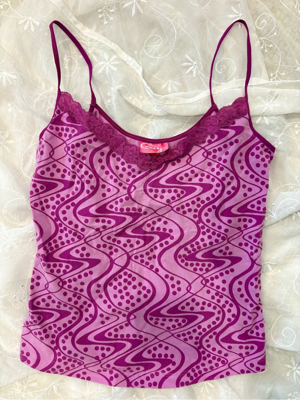 Y2K La Senza Candy 2000’s Lace Purple Patterned Tank Top